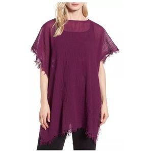 Eileen Fisher O/S Frayed Organic Cotton Poncho
